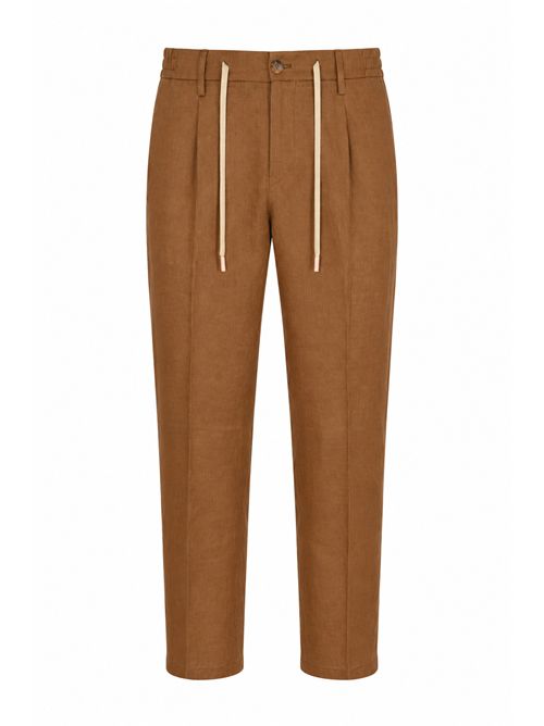 Pantalone effetto lino Cacao DANIELE ALESSANDRINI | DUPL0002 LI00092009